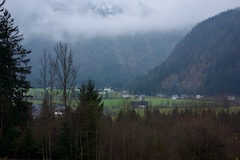Blick auf die fast unsichtbare Bergwelt um Abtenau